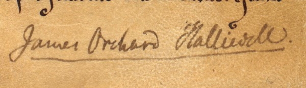 Signature of James Orchard Halliwell FRS in Royal Society MS/47