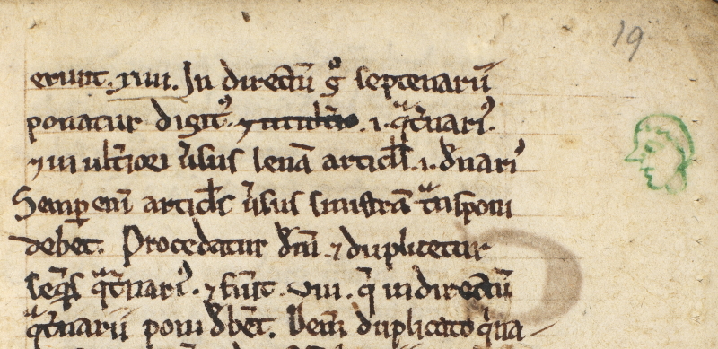 Page from Royal Society MS/47, with doodled head in margin
