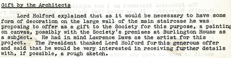 Excerpt from minutes of a meeting of the Royal Society's Building Committee, July 1966