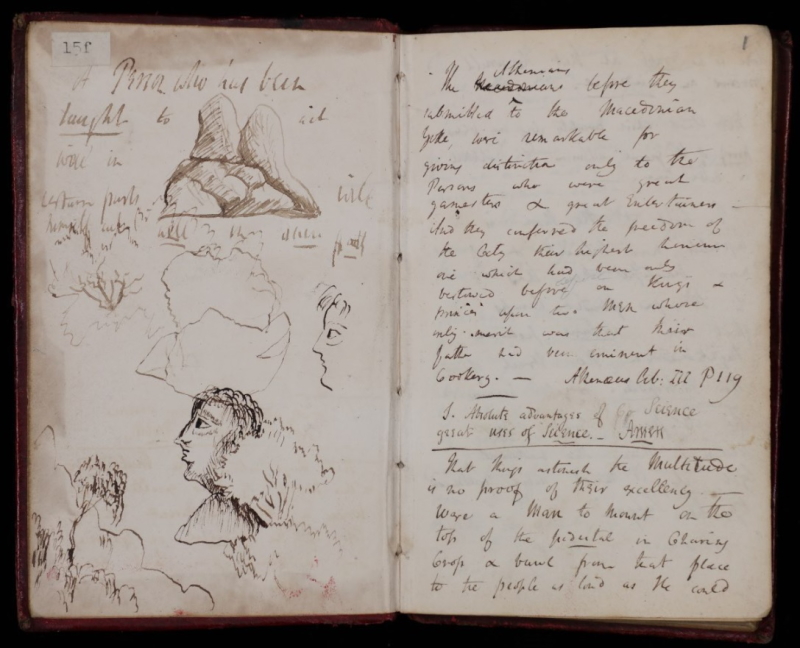 Pages from Davy notebook RI MS HD/15/F (c. 1805), courtesy of the Royal Institution of Great Britain.
