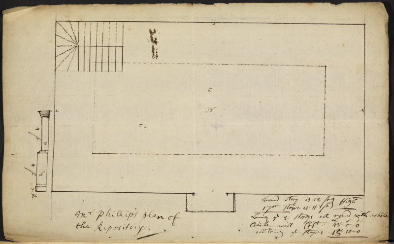 A 1730 plan of the Royal Society’s Repository extension to Crane Court