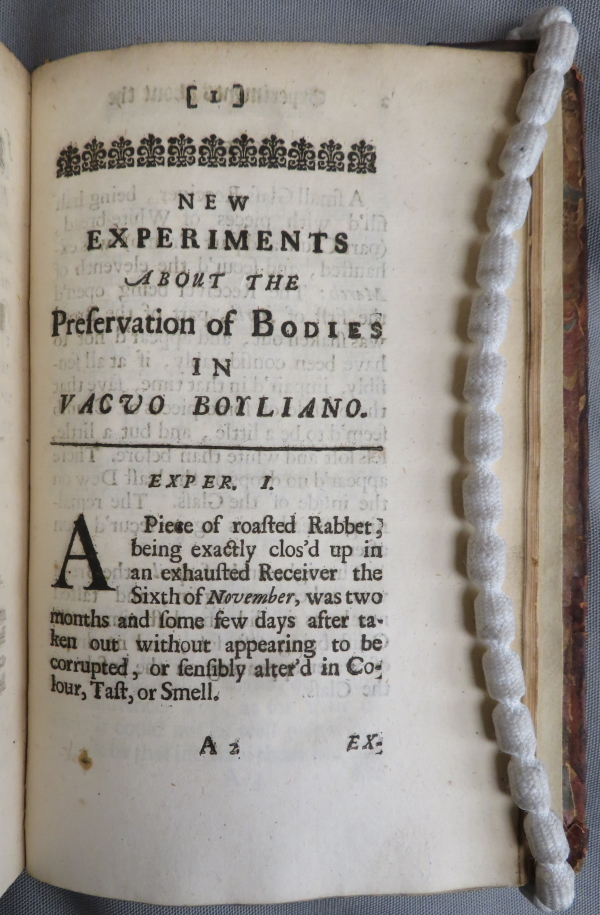 Robert Boyle’s 'New experiments about the preservation of bodies in vacuo Boyliano' (1674)
