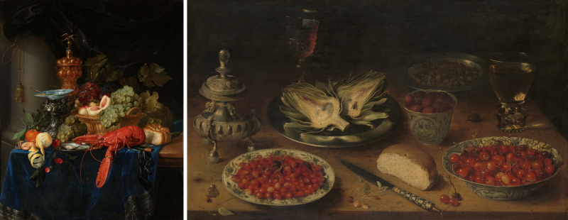 'Still Life with Golden Goblet' by Pieter de Ring, and 'Still Life with Artichoke...' by Osias Beert