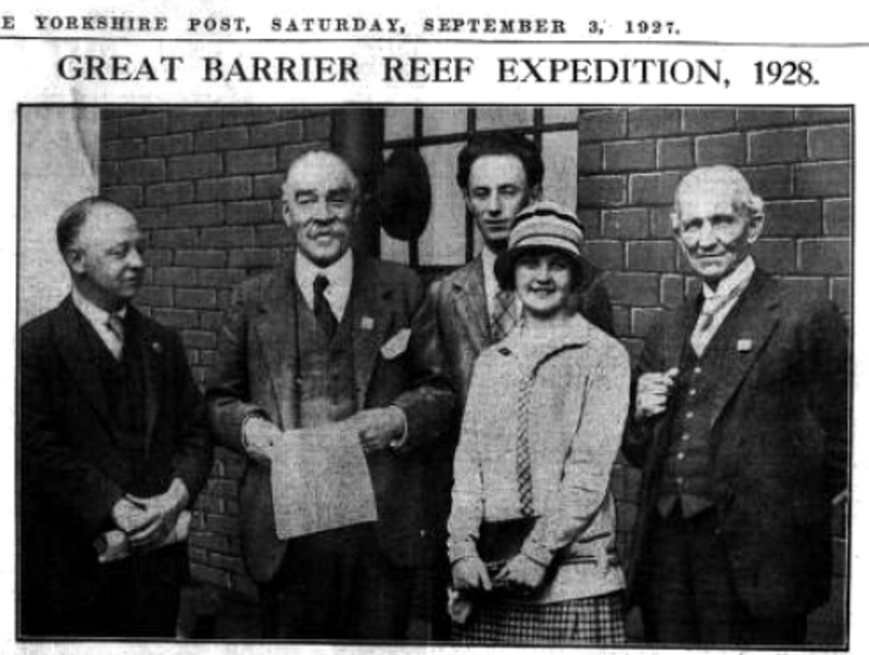 Francis Potts, Sir Matthew Nathan, Maurice Yonge, Mattie Yonge and Edgeworth David (Yorkshire Post, 3 September 1927)