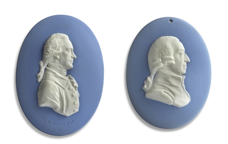 Wedgwood cameo portraits: William Herschel (left) and Adam Smith (right)