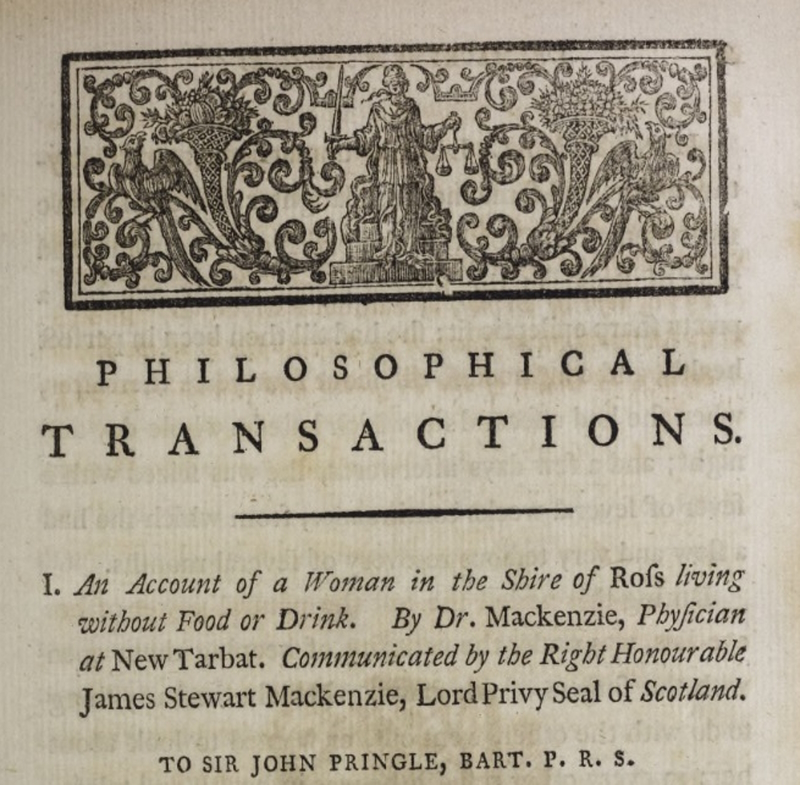 'The case of Janet Macleod' in the Philosophical Transactions