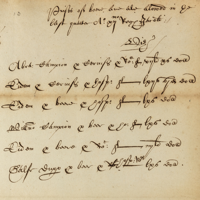 'Prices allowed for all the beer and ale spent in the King's house', 1614 (detail)