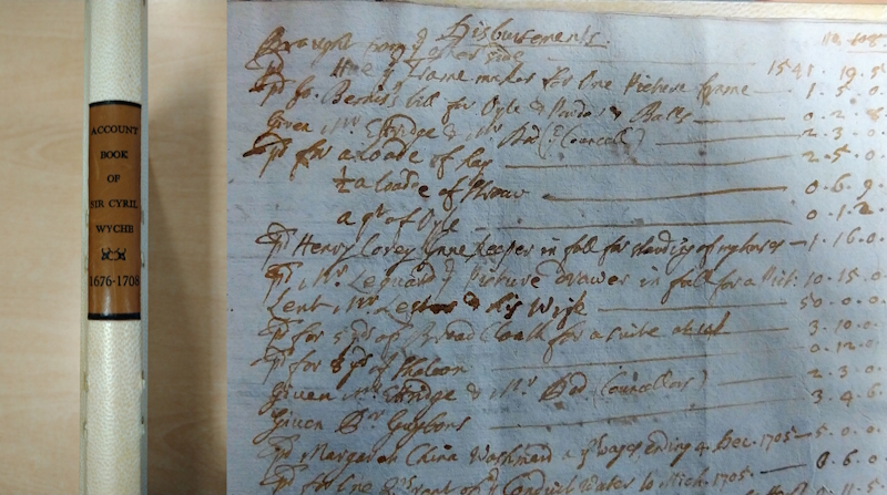 Sir Cyril Wyche’s account book, featuring the record of a payment to ‘Mr. Lequard ye Picture Drawer’