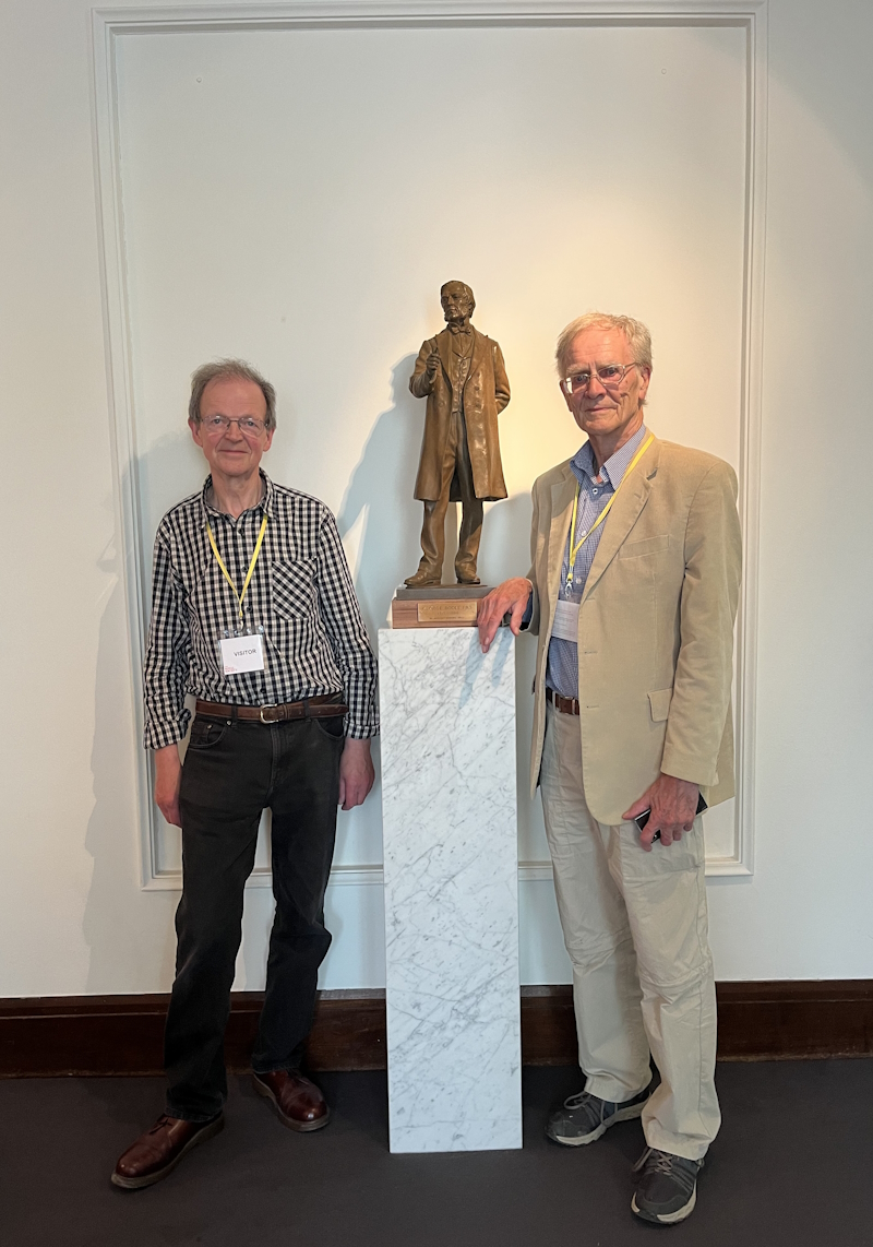 George Boole FRS by Antony Dufort (left), donated to the Royal Society by Malcolm Smith (right)