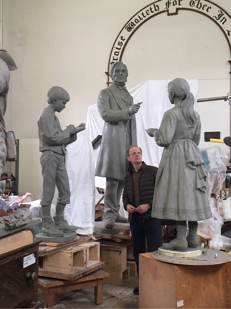 Work on the Boole memorial in the studio of Antony Dufort