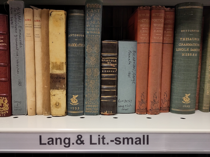Books in the Royal Society Library 'Language and Literature (small)' collection