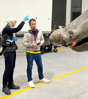 photo credit is to Aurora Li. Diane Bray and I working with their crazy basking shark specimen at Museums Victoria.