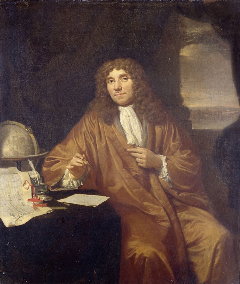 Antoni van Leeuwenhoek by Jan Verkolje (Wikimedia Commons; original in the Rijksmuseum)
