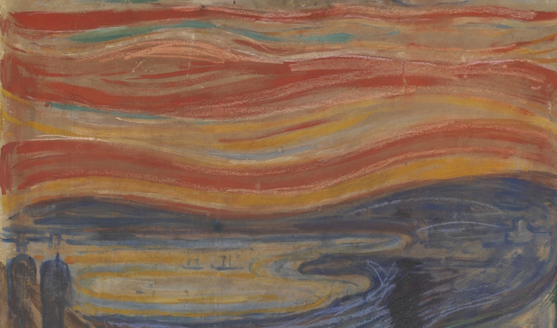 Close up of the sky in Munch's 'The Scream' (public domain, via Wikimedia Commons)