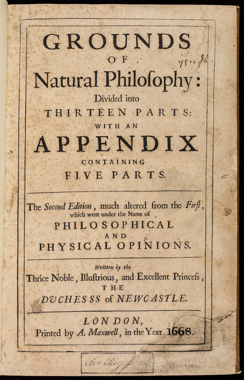 Title page of 'Grounds of Natural Philosophy', 1668