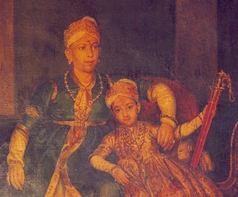 The young Swathi Thirunal Rama Varma with his father (Wikimedia Commons)