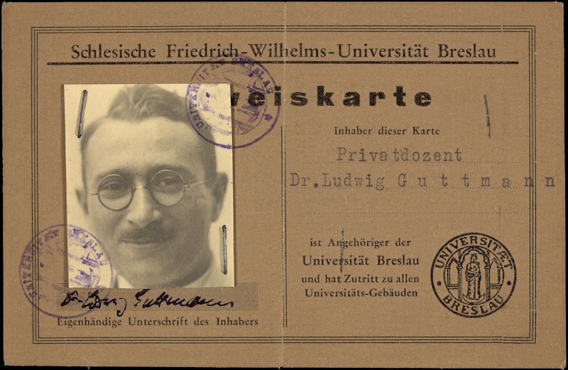 University identity card of Ludwig Guttmann, 1930s