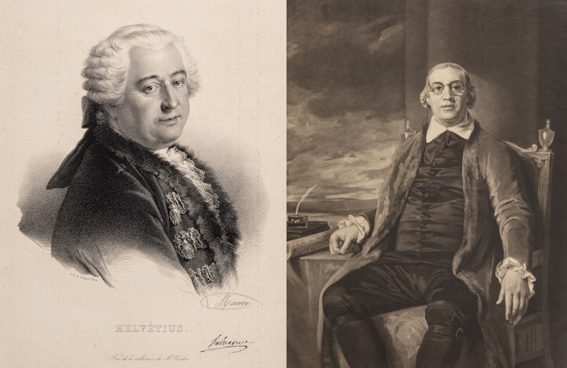 (L) Claude Adrien Helvétius, c.1800; (R) David Hartley, c.1785 