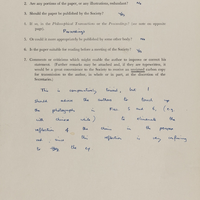 RR/79/230: report on Crick and Watson's paper by Dorothy Hodgkin