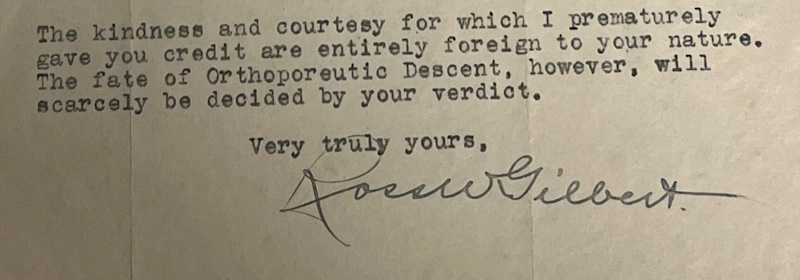 Excerpt of a letter of complaint from Ross Winthrop Gilbert