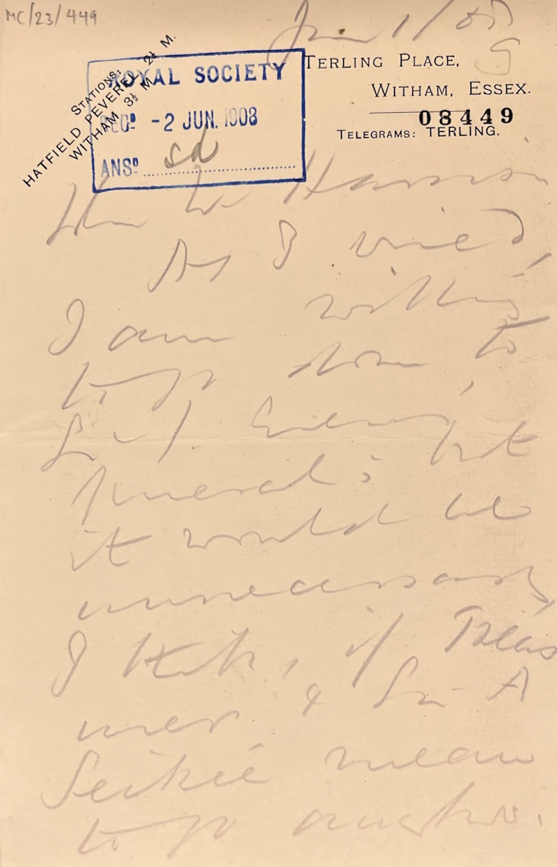 Lord Rayleigh’s handwriting