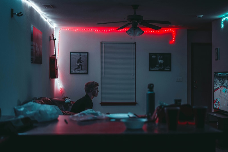 Teenager alone in bedroom