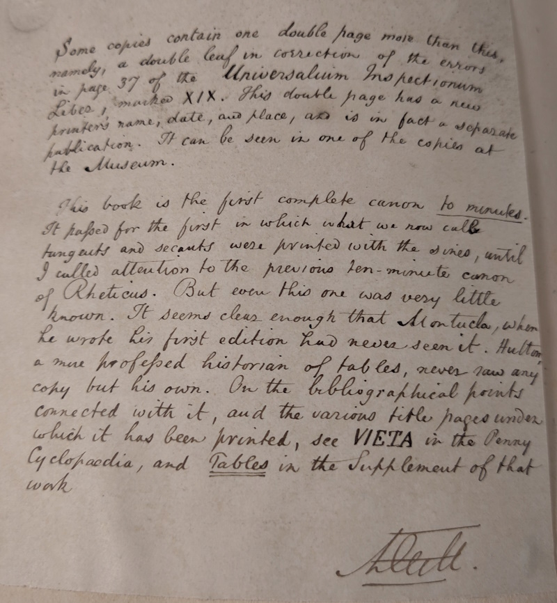 Augustus De Morgan’s annotation to François Viète’s 'Canon mathematicus'