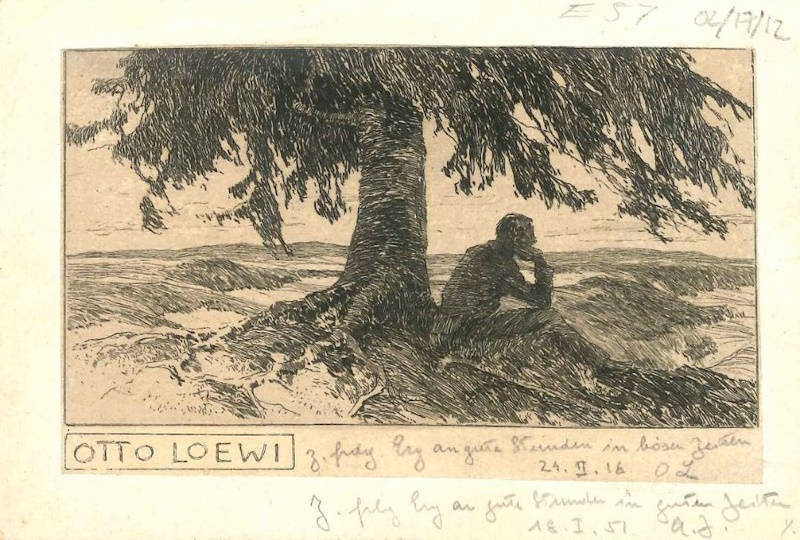 Drawing of Otto Loewi sitting under a tree