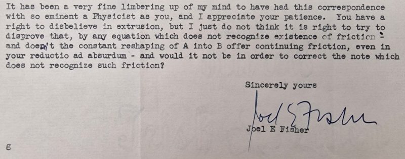 Letter from Joel Fisher to John Nye, May 1952