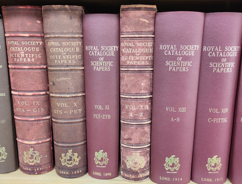 Volumes in the Royal Society Catalogue of Scientific Papers