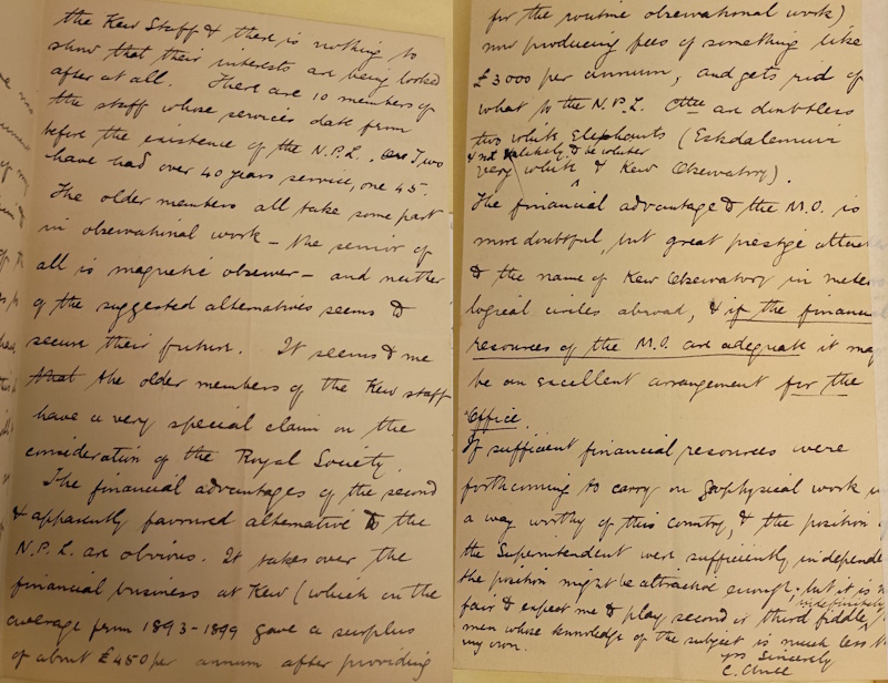 Letter from Charles Chree to Joseph Larmor, 1 November 1909