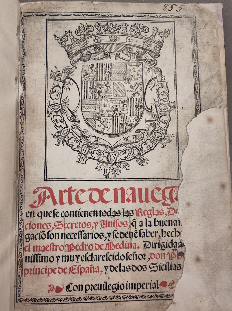 Title page of 'Arte de navegar', 1545
