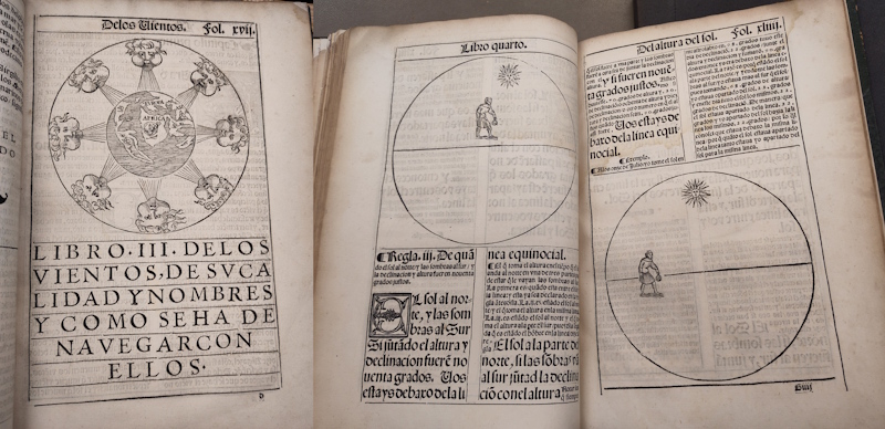 Two woodcut illustrations from 'Arte de navegar', 1545