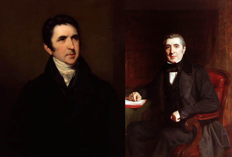 (L) John Barrow, attributed to John Jackson, c.1810 © National Portrait Gallery, London (R) John Barrow, by Stephen Pearce, c.1840s 