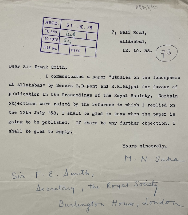 Royal Society Referees' Report RR/W/6/50