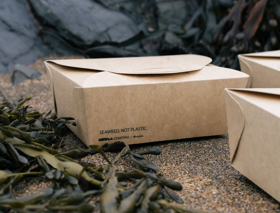 Food packaging developed by Notpla using seaweed instead of plastic.