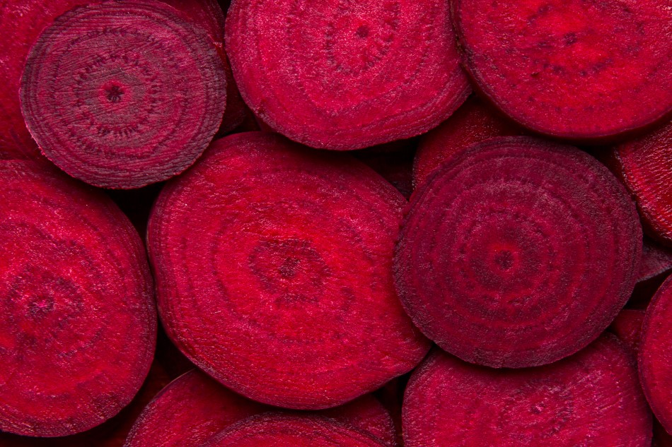 Image of bright red beetroot slices