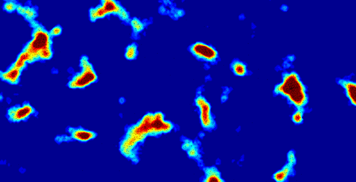 Heatmap depicting nanoscale clusters of receptors
