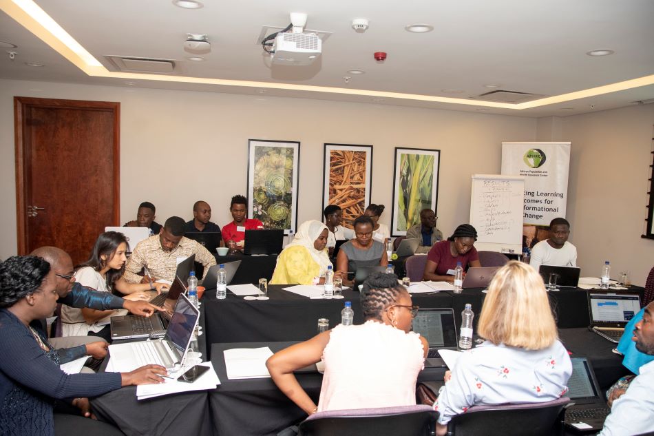 Image: ACBI PhD Students during Scientific Writing Skills Training at a Capacity Building Event in Lusaka, Zambia October 2019.