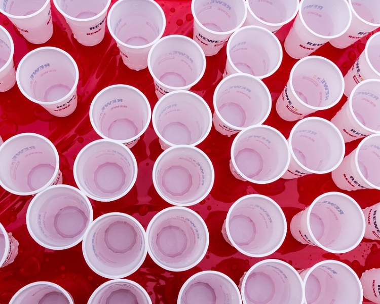 Plastic cups on a table