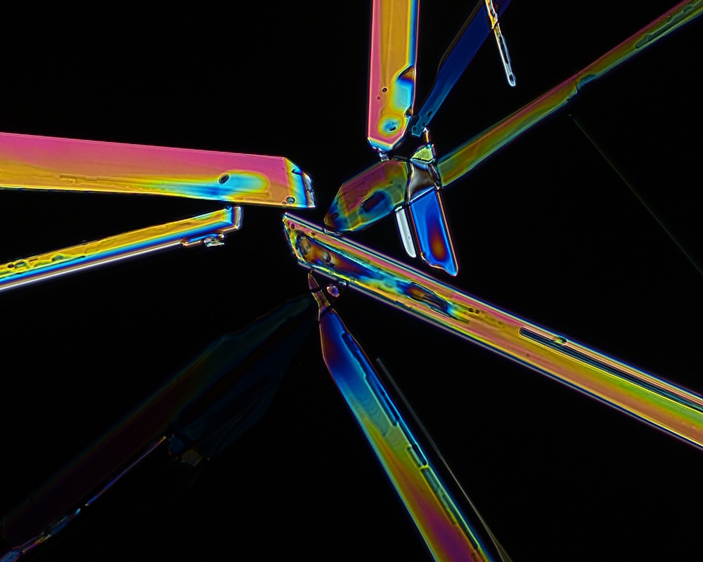 Microscopic rainbow crystals.