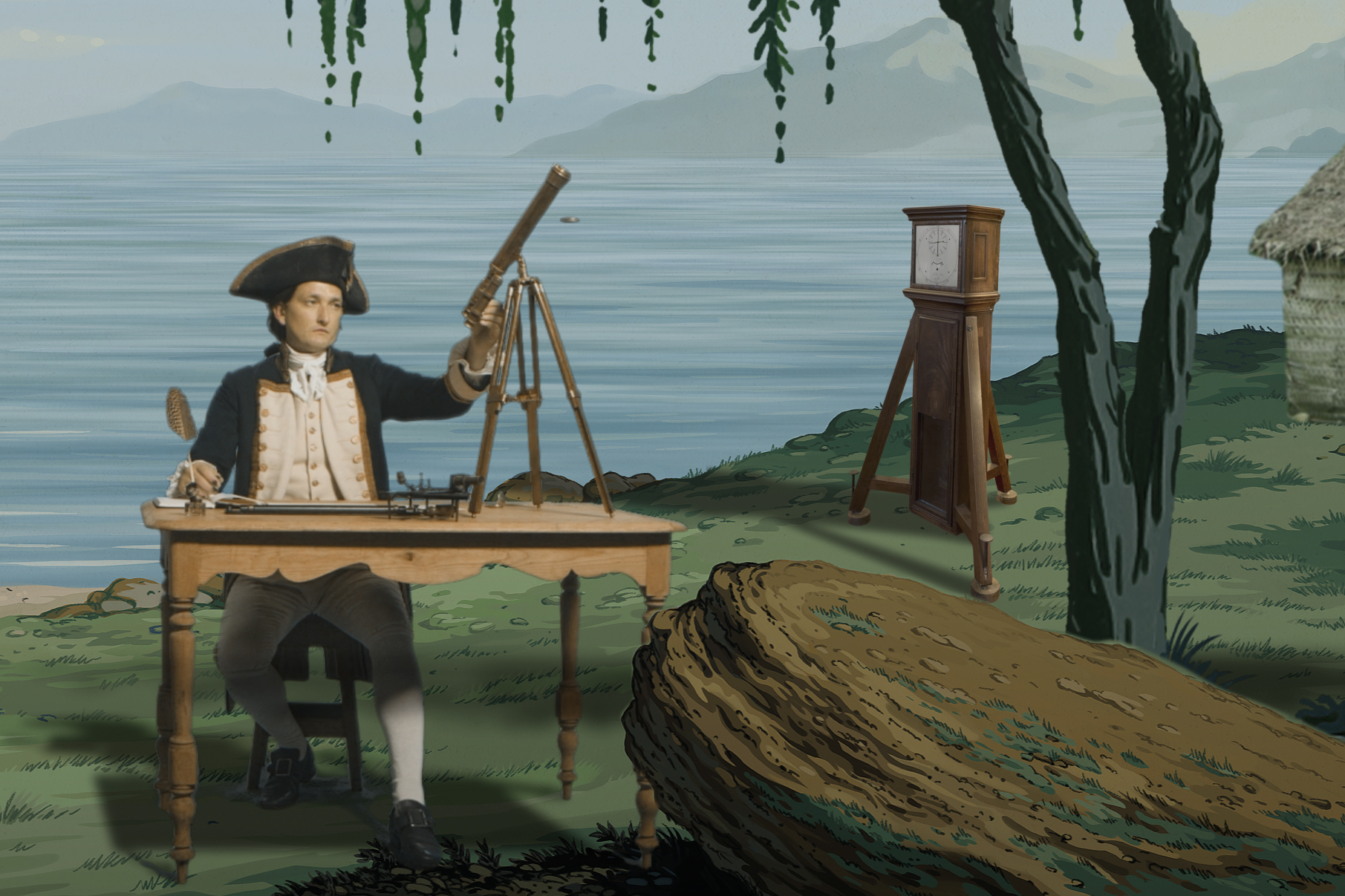 Captain James Cook and his John Shelton clock – Lisa Reihana, detail in Pursuit of Venus 