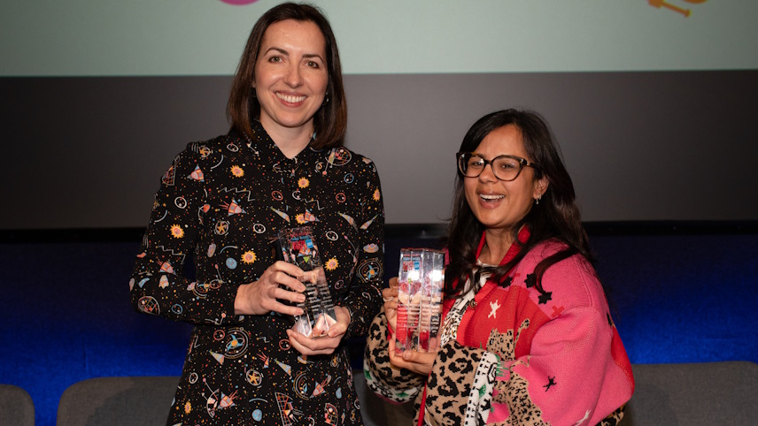 Illustrator Liz Kay (left) and author Dr Sheila Kanani MBE (right), with their Young People's Book Prize 2024 winning book. 