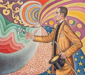 Illustration of man with abstract background