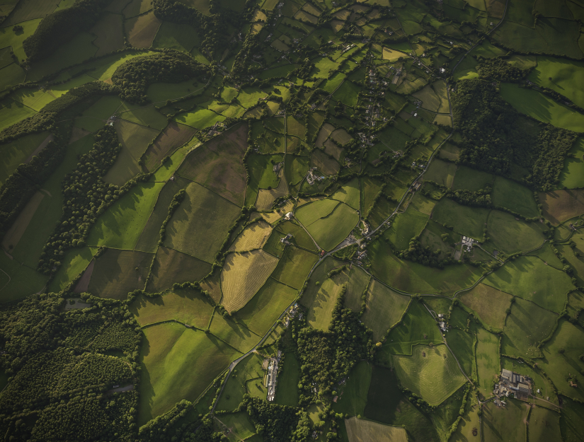 Aerial shot of the Welsh countryside C fotoVoyager