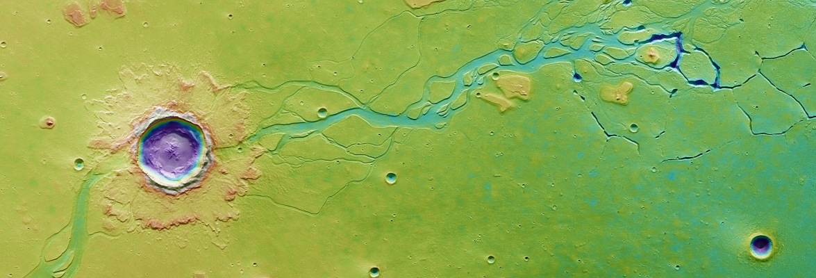 A region of the Mars' northern hemisphere known as Hephaestus Fossae. By studying Mars we might be able to better tackle climate change here on Earth. Credit: ESA/DLR/FU Berlin-G. Neukum