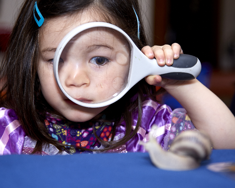Girl with magnifying glass