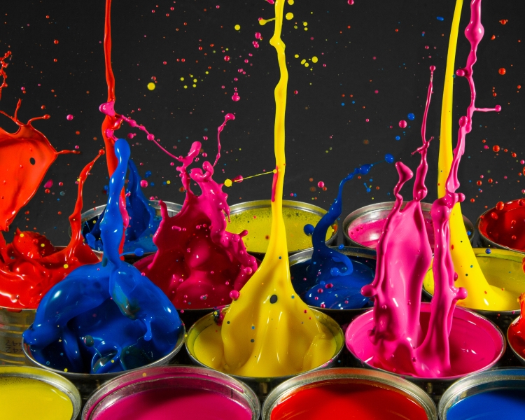 Brightly coloured splashing paint