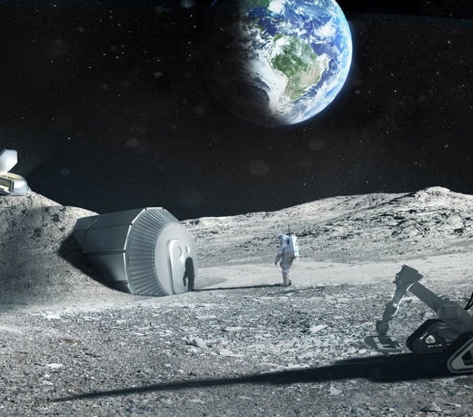 An artist's impression of future human presence on the Moon