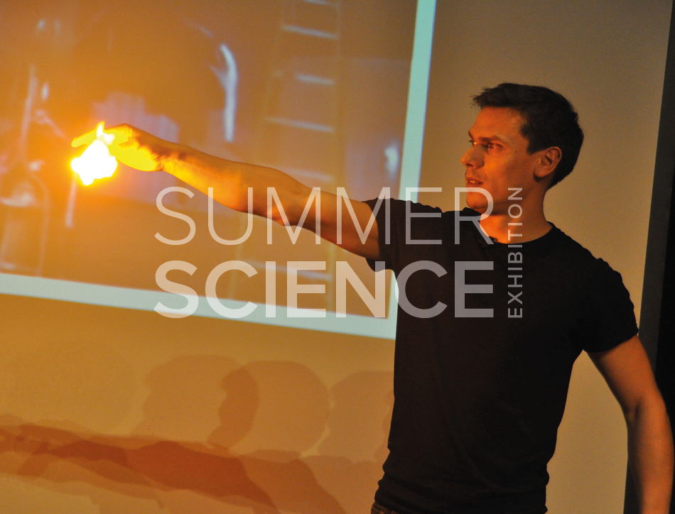 Summer Science Exhibition: Neil Monteiro performing an explosive scientific demonstration